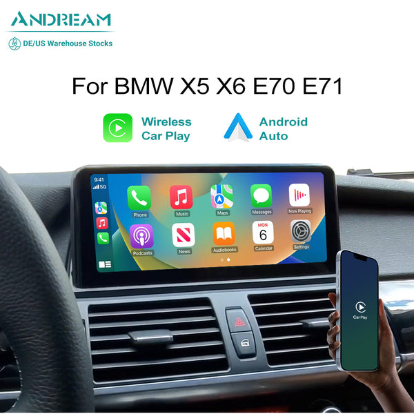 10,25 kabelloses Apple CarPlay + Android Auto für BMW X5 X6 E70 E71 E72  CCC / CIC GPS-Navigation Head Unit