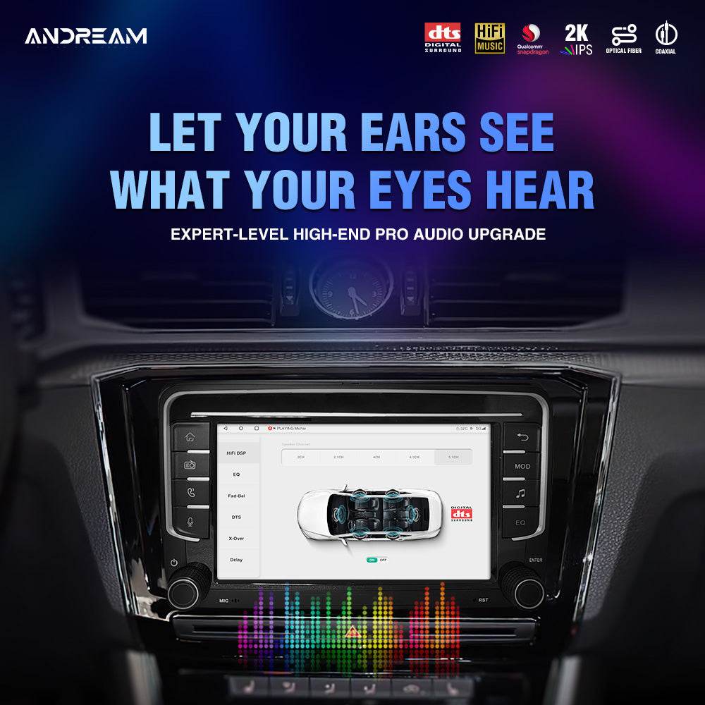 Android 14 7 Inchs With DTS Certified Digital DSP Amplifier Optical Fiber Coaxia For VW Volkswagen Skoda Octavia Golf 5 6 Touran Passat B6 Polo Jetta