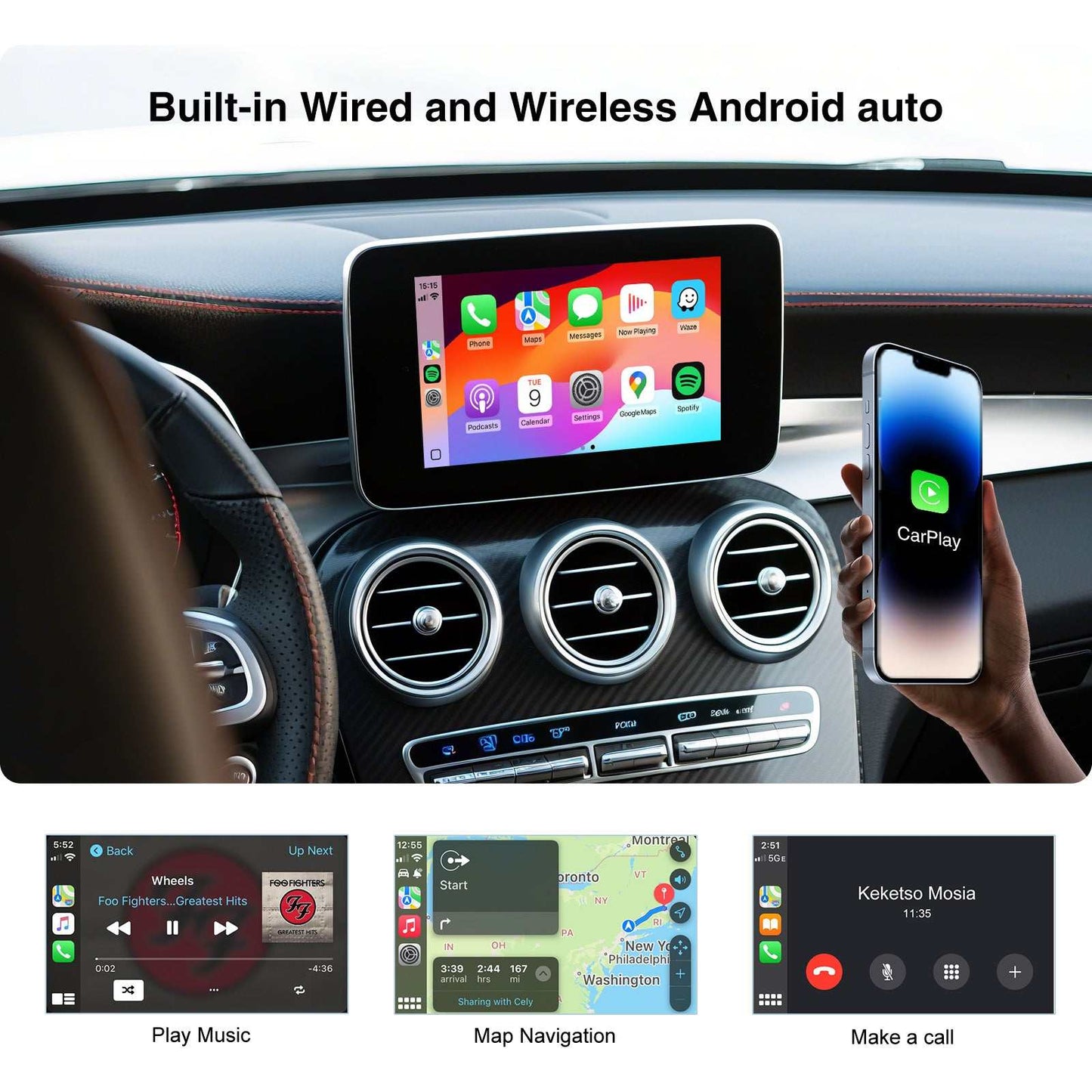 Wireless CarPlay CarPlay and Android Auto MMI Adapter for Mercedes NTG4.5 4.7 5.0 A B C E S Class GLA GLC GLE GLS Retrofit Kit Box