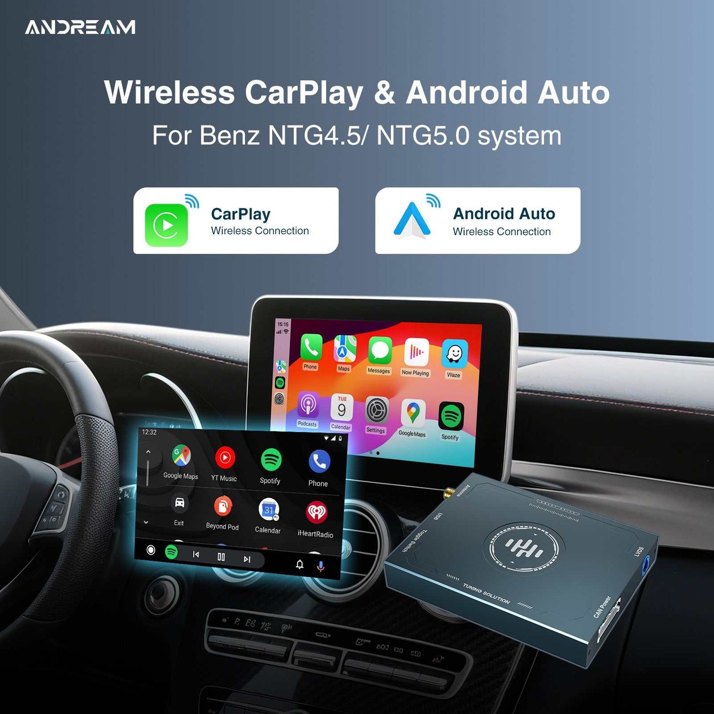 Wireless CarPlay CarPlay and Android Auto MMI Adapter for Mercedes NTG4.5 4.7 5.0 A B C E S Class GLA GLC GLE GLS Retrofit Kit Box
