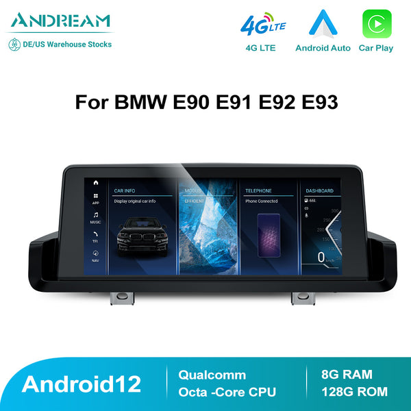 8.8'' 10.25‘’ Android 12.0 Qualcomm 8-core 8G+128G GPS Radio Player Navigation For BMW E90 E91 E92 E93 3 Series Without OEM System Screen Upgrade