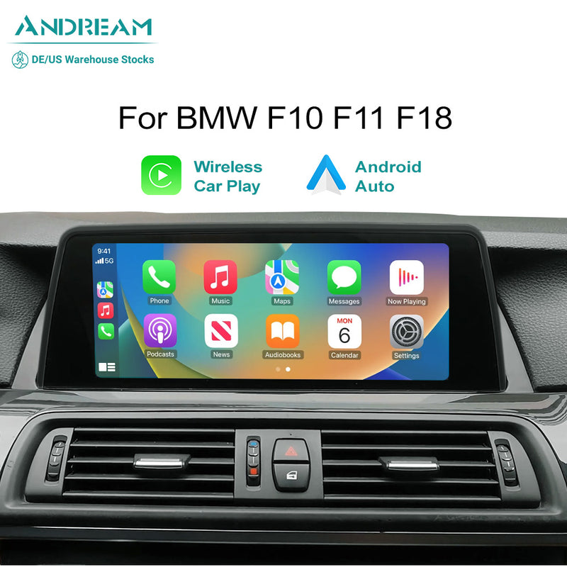 10.25" Wireless CarPlay Android Auto Head Unit Car Multimedia For BMW Series 5 F10 F11 F18 CIC NBT Idrive Steering Wheel  Player Bluetooth