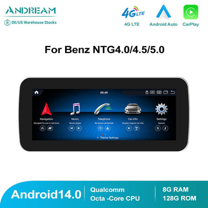 Android 14 8G Car Radio GPS Navigation Head Unit Screen Wireless Carplay For Mercedes Benz C/V Class GLC W204 W205 2008-2018 Auto Radio GPS DVD