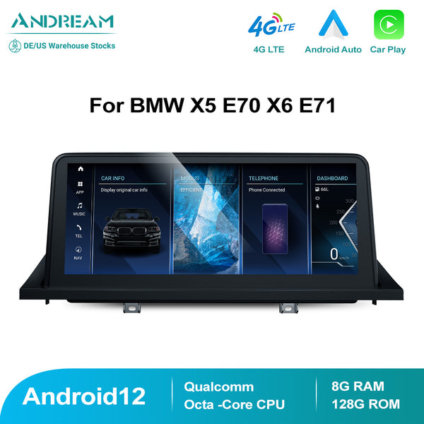 10.25" Android 12.0 8G+128G Qualcomm Octa-core Built-in IPS Car Interface MultiMedia For BMW X5 E70 X6 E71 2007-2013 CCC CIC GPS Navigation Head Unit