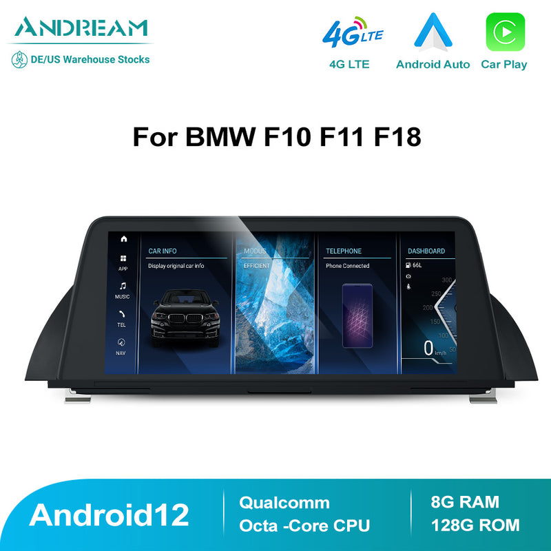 Android 12 Screen Apple Carplay Autoradio GPS For BMW 5 Series F10 F11  10.25