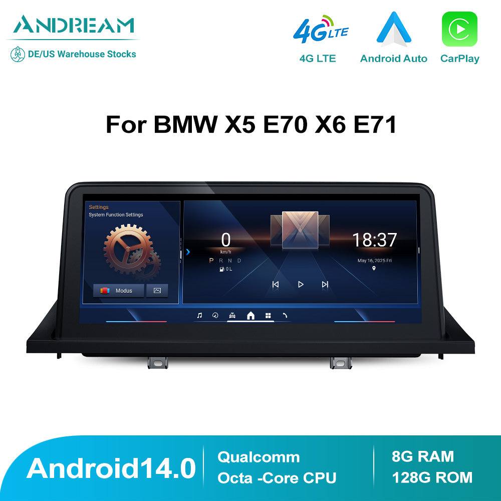 10.25" Android 14.0 8G+128G Qualcomm Octa-core Built-in IPS Car Interface MultiMedia For BMW X5 E70 X6 E71 2007-2013 CCC CIC GPS Navigation Head Unit
