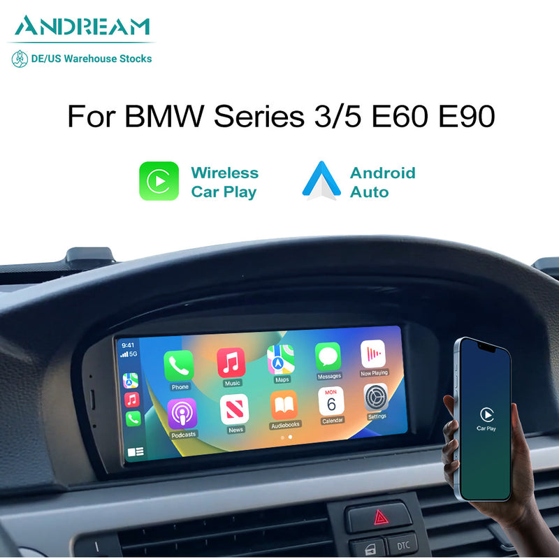 Support Carplay 4g Sim Android 12 pour Bmw 5 Series E60 E61 E63 E64 E90 E91  E92 Ccc Cic Idrive Autoradio GPS Navigation 8 Core