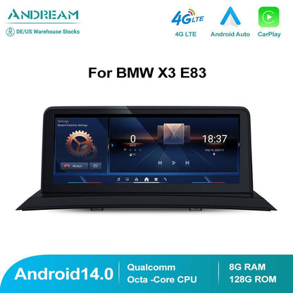 10.25" Android 14.0 8G+128G Qualcomm Octa-core Touchscreen IPS Car Interface MultiMedia For BMW X3 E83 2003-2010 GPS Navigation Head Unit Player