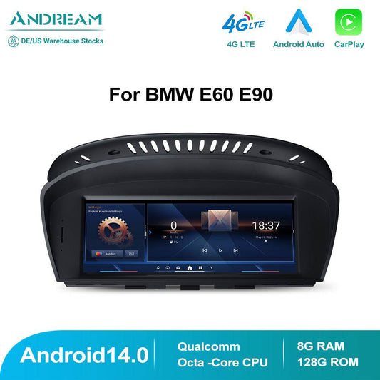 8.8" Android 14.0 8G+128G Qualcomm Octa-core Built-in 4G-LTE IPS Car Interface MultiMedia For BMW Series3 5 E60 E61 E90 E91 M3 GPS Navigation Head Unit