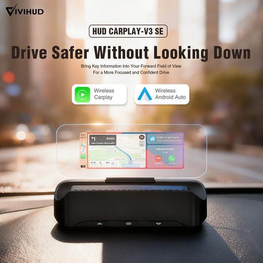 Wireless CarPlay & Android Auto Dual-System HUD High-Definition Projection Navigation Bluetooth Music Remote Control Stay Focused While Driving