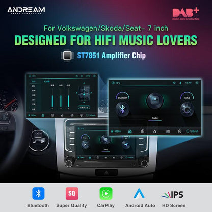 Wireless CarPlay Screen 7" Screen For VW Volkswagen POLO GOLF PASSAT B6 SEAT Leon Skoda JETTA TIGUAN TOURAN Car Dvd Multimedia GPS Player Mirrorlink
