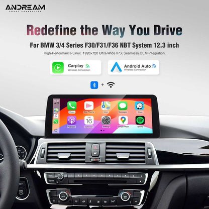 10.25''/12.3'' Wireless CarPlay/Android Auto For BMW M3 M4 3 4 Series F30 F31 F34 F32 CIC NBT EVO System Integration Bluetooth Audio AirPlay Autolink