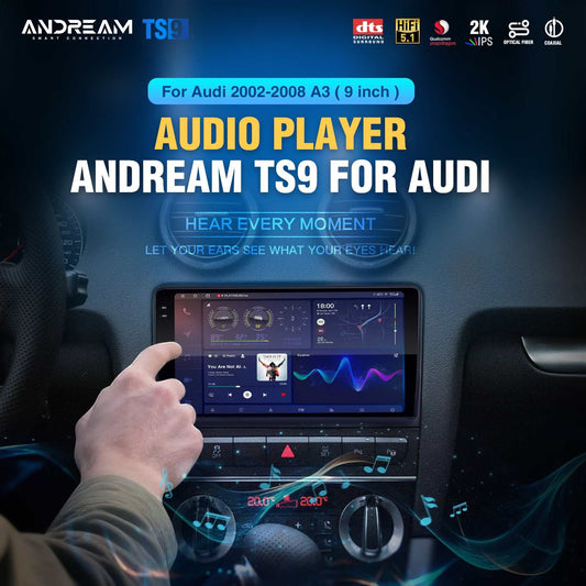 Android 14 For Audi A3 S3 RS3 2002-2009 Car Radio Apple Carplay Android Auto 9'' Touchscreen GPS Bluetooth Head Unit Mirror Link Stereo Audio Player