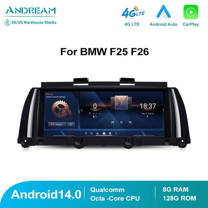 8.8" Android 14.0 8+128G Qualcomm Octa-core IPS Car Interface MultiMedia For BMW X3 F25 X4 F26 CIC NBT Smart NavigationCore Radio Touchscreen