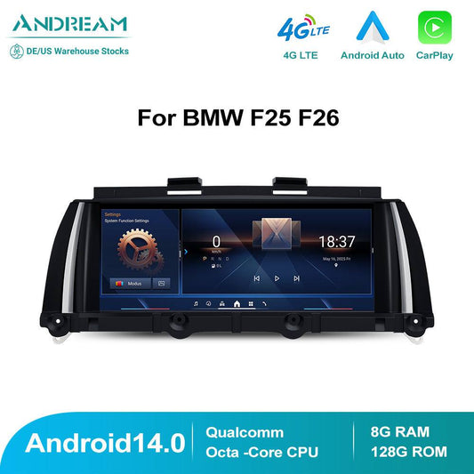 8.8" Android 14.0 8+128G Qualcomm Octa-core IPS Car Interface MultiMedia For BMW X3 F25 X4 F26 CIC NBT Smart NavigationCore Radio Touchscreen