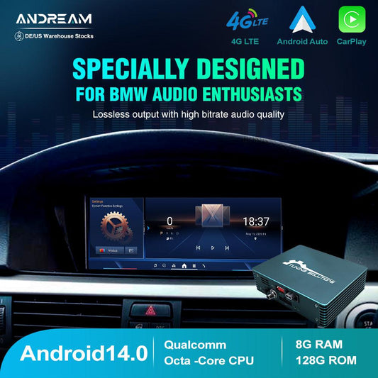 Android Touchscreen Display Upgrade With Hi-Fi Fiber Decoder Box For BMW 1 3 5 6 7 Series X1 X3 X5 X6 CIC Systems Carplay Android Auto Navigation DSP