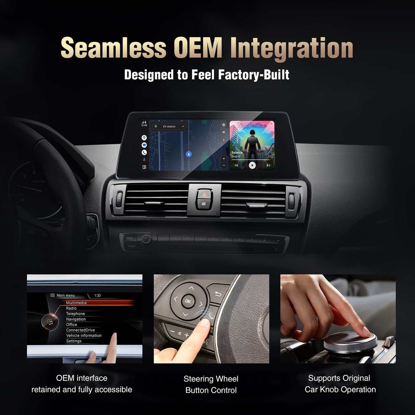 Wireless CarPlay/Android Auto HD Display For BMW 1 2 Series F20 F21 F22 F23 Touchscreen With Original System Split-Screen & Bluetooth Integration