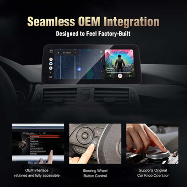 10.25''/12.3'' Wireless CarPlay/Android Auto For BMW M3 M4 3 4 Series F30 F31 F34 F32 CIC NBT EVO System Integration Bluetooth Audio AirPlay Autolink