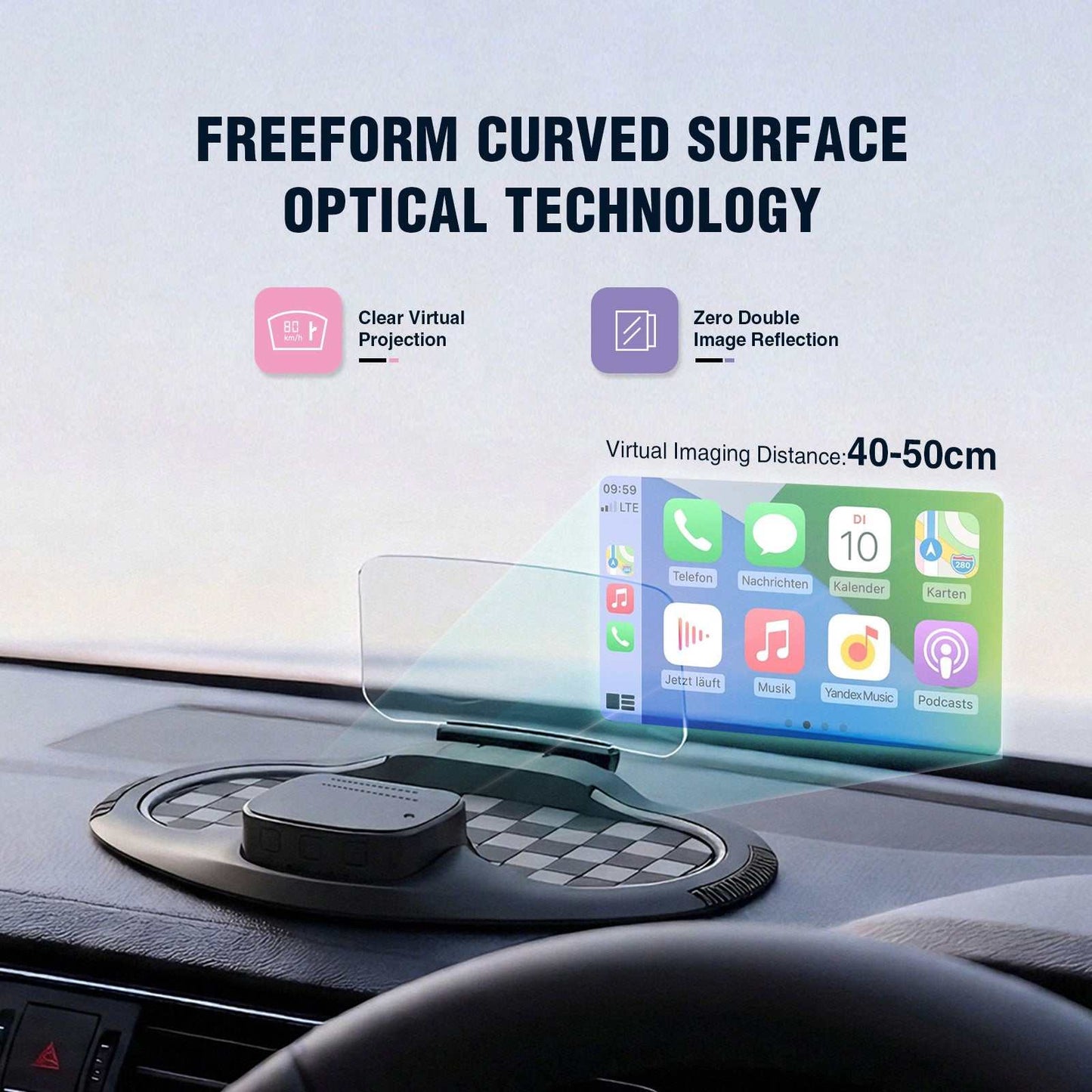 VIVIHUD V5 Ultra Wireless CarPlay Android Auto Car HUD Head Up Display Multiple GPS Speedometer Navigation In-car Dashboard Brightness Adjustment