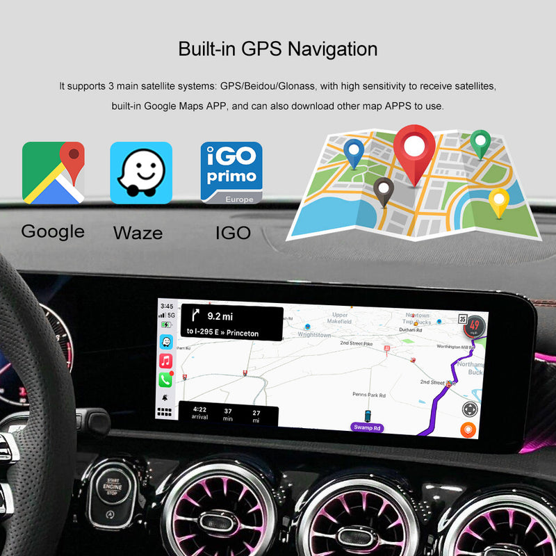 Android 13.0 Wireless CarPlay Android Auto GPS Multimedia Navigation Box 8GB+128GB For Mercedes Benz A C E V G GLA GLB GLC Class 2019-2023 NTG 5.5/6.0