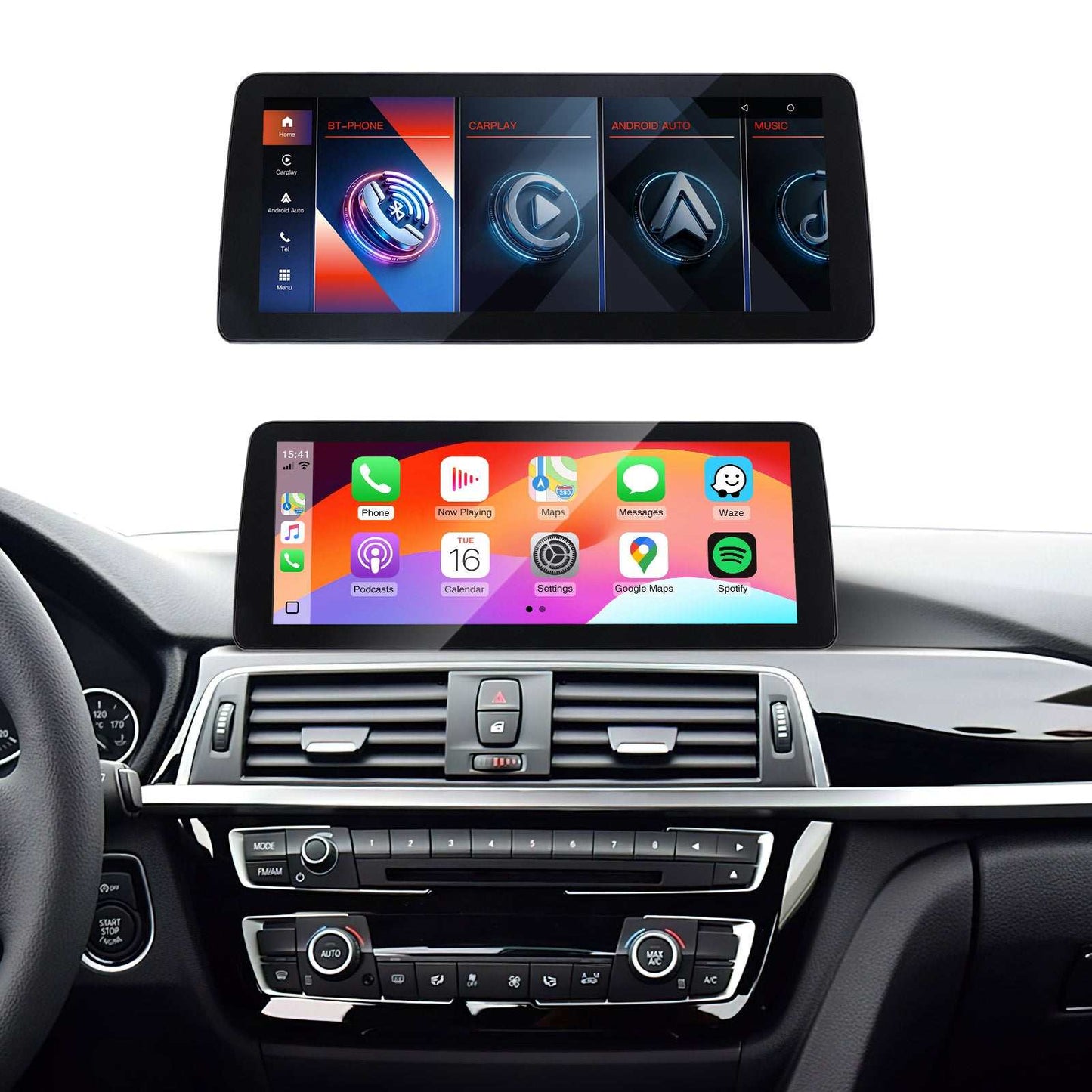 10.25''/12.3'' Wireless CarPlay/Android Auto For BMW M3 M4 3 4 Series F30 F31 F34 F32 CIC NBT EVO System Integration Bluetooth Audio AirPlay Autolink
