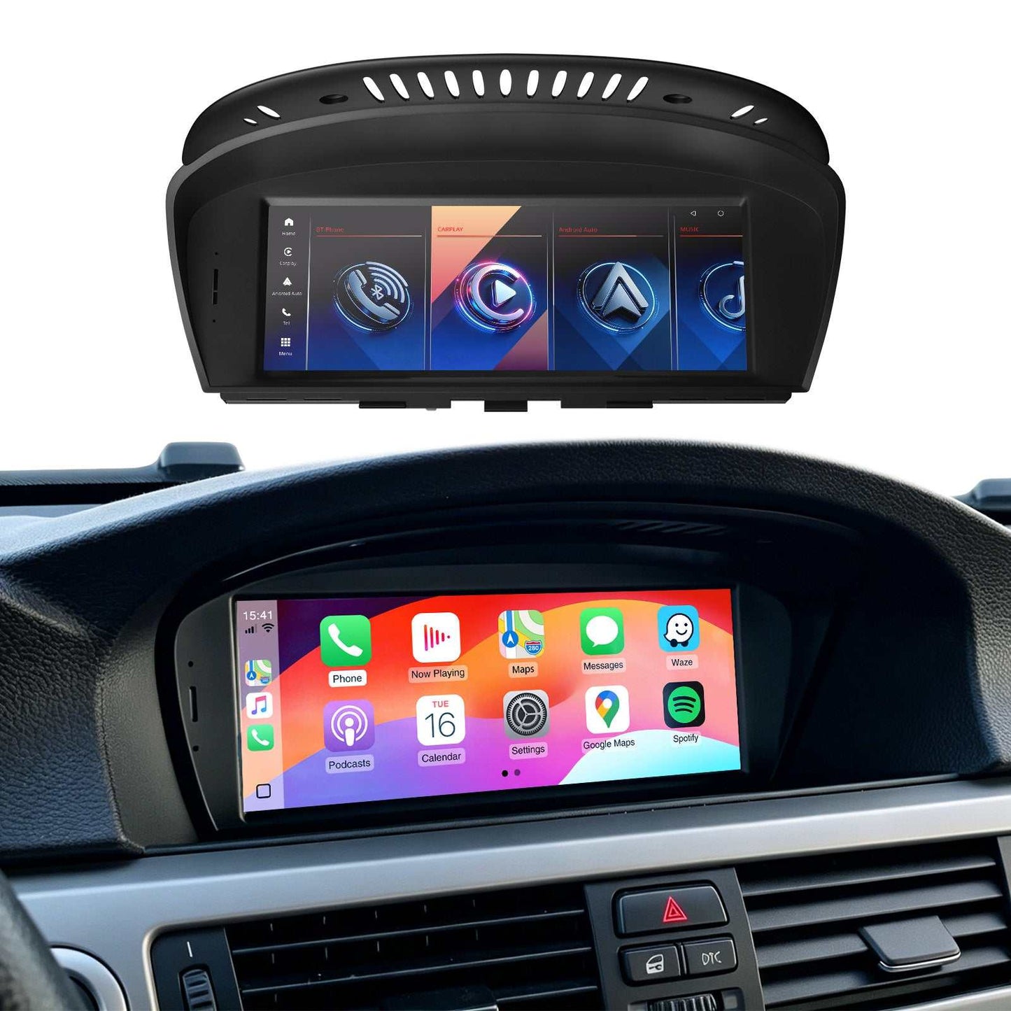 8.8” IPS Touch Screen Wireless CarPlay Android Auto Upgrade for BMW E60 E61 E63 E64 E90 E91 E92 E93 M3 M5 M6  Split‑Screen Factory Bluetooth Audio