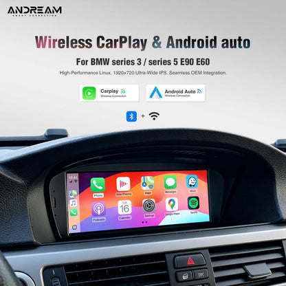 8.8” IPS Touch Screen Wireless CarPlay Android Auto Upgrade for BMW E60 E61 E63 E64 E90 E91 E92 E93 M3 M5 M6  Split‑Screen Factory Bluetooth Audio