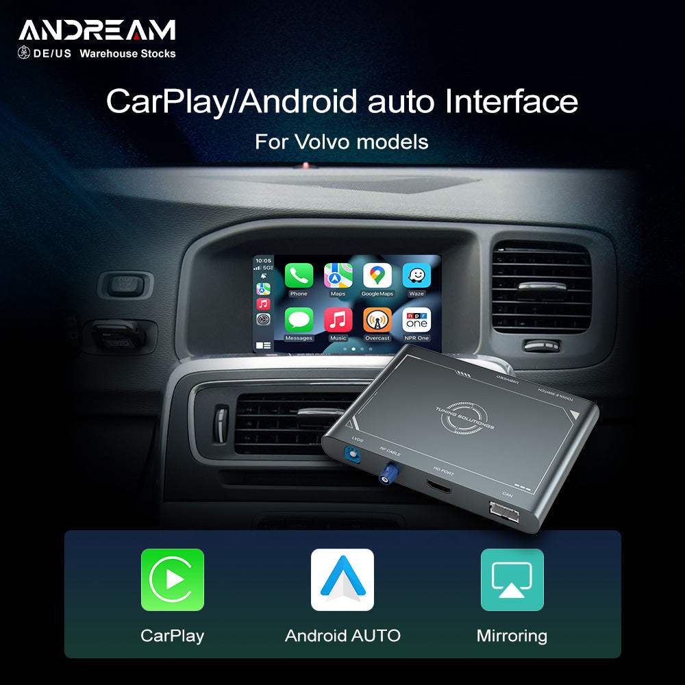 Andream Wireless CarPlay Android Auto MMI Adapter Box for Volvo XC70 XC90 S80 S90 V70  Retrofit Interface