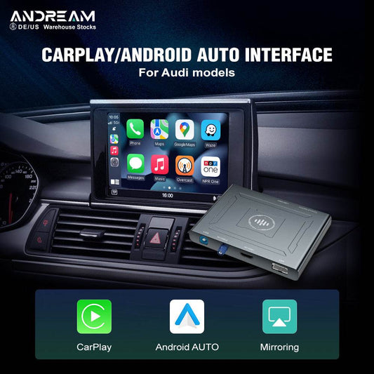 Andream Wireless Interface Box for Audi Q3 Q5 Q7 A1A2 A3 A4 A5 A6 A7 A8 S5 S7 Featuring CarPlay Android Auto with 3G/3G+/MIB/RMC/Symphony Retrofit