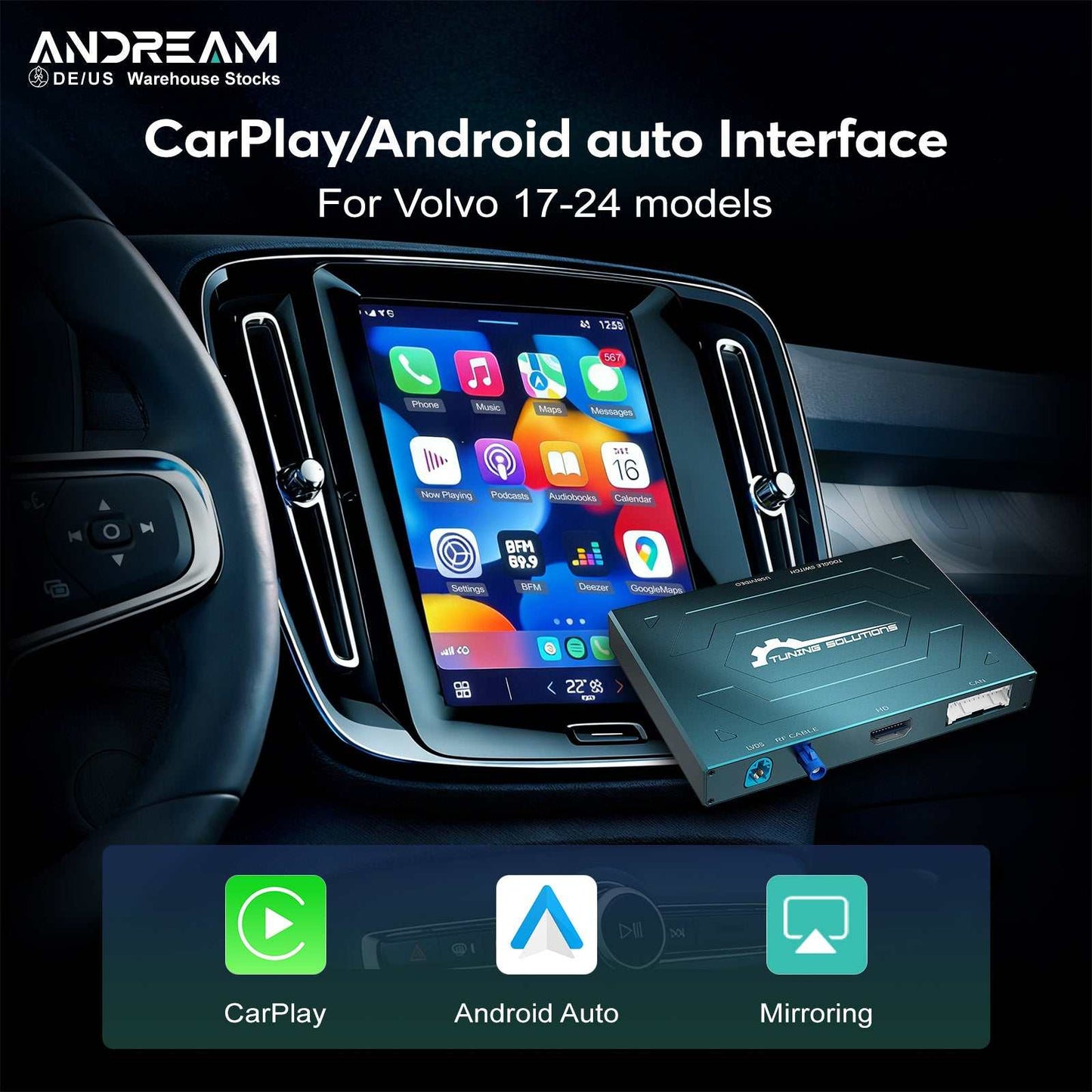 Wireless Screen Carplay Mirror Connection Upgrade For Volvo XC90 XC60 XC40 S60 S90 V60 Android Auto Camera Bluetooth Ｍodule Box Adapter