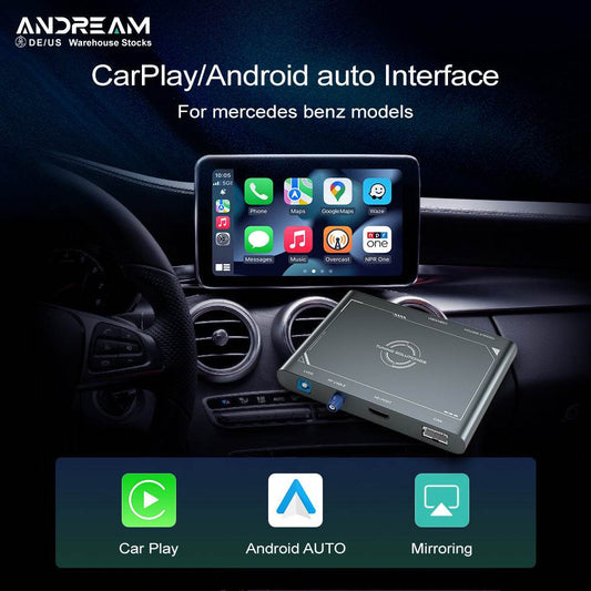 Andream Prime Retrofit Box for Wireless Integration of CarPlay & Android Auto in Mercedes-Benz A B C E S-Class GL-Class with NTG 4.5 4.7 5.0 Systems