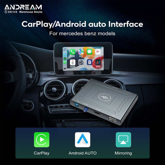 Andream Prime Retrofit Box for Wireless Integration of CarPlay & Android Auto in Mercedes-Benz A B C E S-Class GL-Class with NTG 4.5 4.7 5.0 Systems