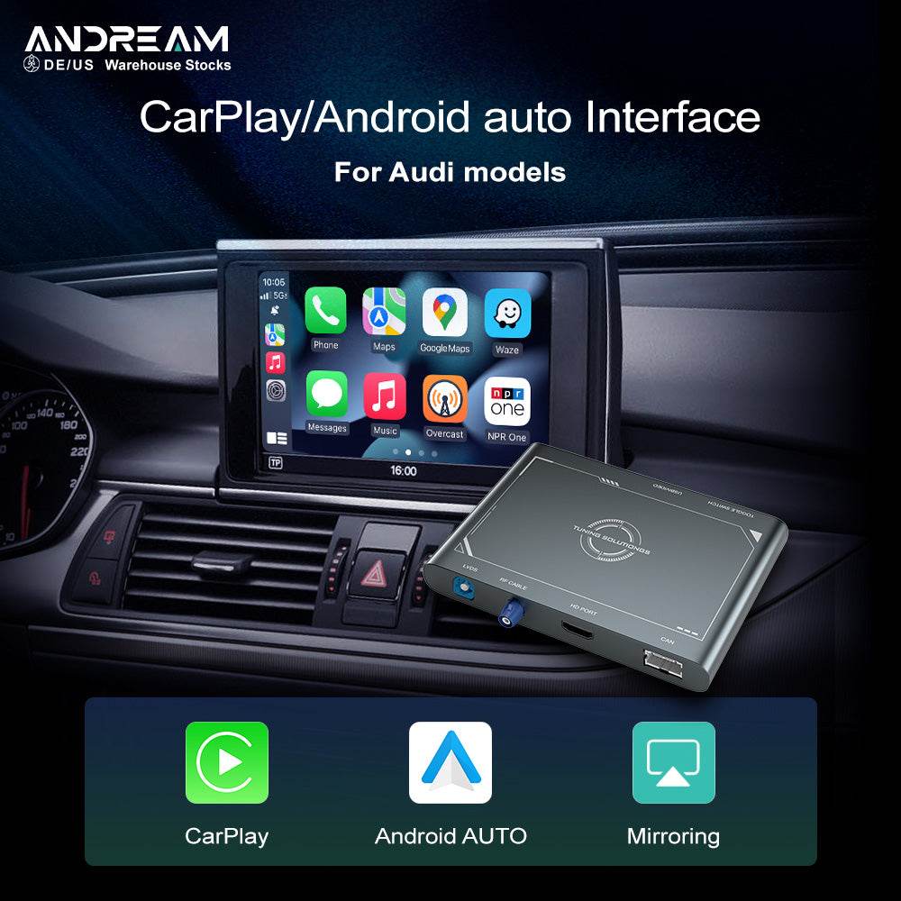 Andream Wireless Interface Box for Audi Q3 Q5 Q7 A1A2 A3 A4 A5 A6 A7 A8 S5 S7 Featuring CarPlay Android Auto with 3G/3G+/MIB/RMC/Symphony Retrofit