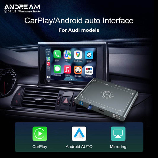 Andream Wireless Interface Box for Audi Q3 Q5 Q7 A1A2 A3 A4 A5 A6 A7 A8 S5 S7 Featuring CarPlay Android Auto with 3G/3G+/MIB/RMC/Symphony Retrofit