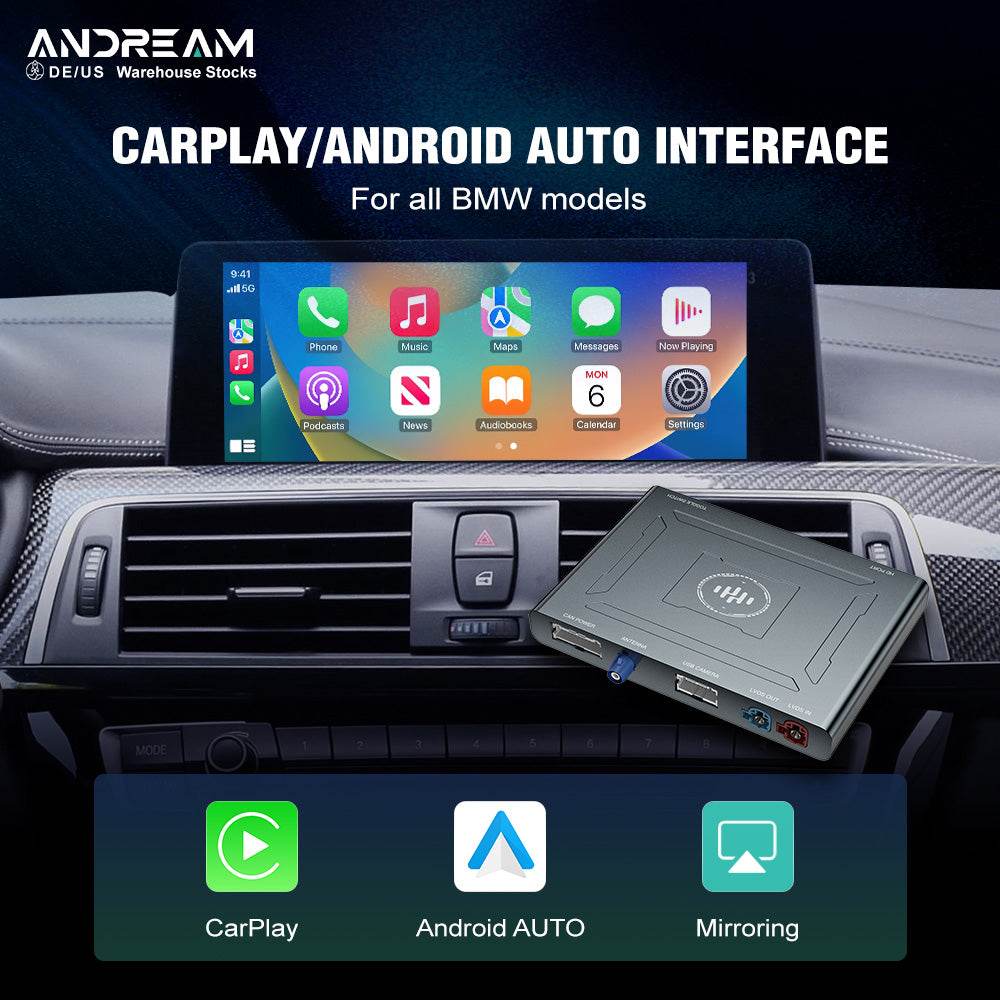 Andream Wireless CarPlay & Android Auto MMI Prime For BMW CIC NBT EVO System Series 1 2 3 4 5 6 7 X1 X3 X4 X5 X6 X7 Mini I3 I8 GPS Navigation Kit