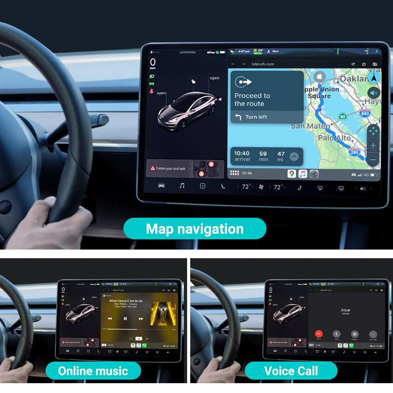 Wireless CarPlay Dongle For Tesla Model 3 X Y S  Adapter Ai Box WiFi 5G-Connect Upgrade USB Interface 2.4G+5G Dual-band WiFi Transmission Update